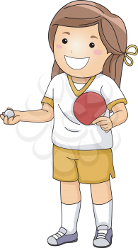 Illustration of a Girl Dressed in Table Tennis Gear