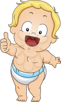 Illustration Featuring a Baby Giving a Thumbs Up