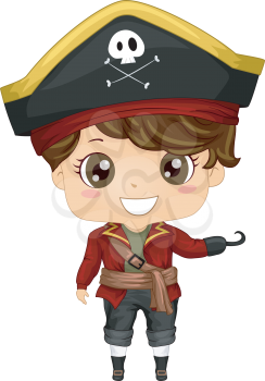 Illustration Featuring a Boy Wearing a Pirate Costume