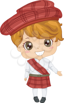 Illustration Featuring a Boy Wearing a Scottish Costume