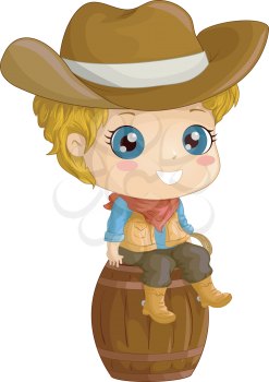 Illustration Featuring a Boy Wearing a Cowboy Costume