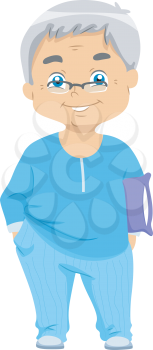 Illustration Featuring an Elderly Man Wearing Pajamas