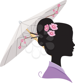 Illustration Featuring the Silhouette of a Japanese Woman