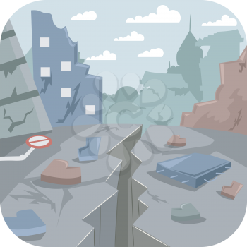 Illustration Featuring a City Devastated by an Earthquake