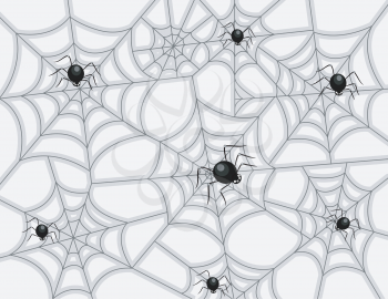 Illustration of a Group of Spiders Weaving Different Web Patterns