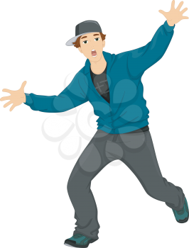 Illustration of a Teenage Boy Dancing Hip Hop