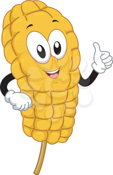Mascot Illustration of a Corn on the Cob Giving a Thumbs Up