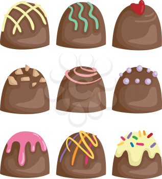 Illustration of Mouth Watering Chocolates With Different Toppings