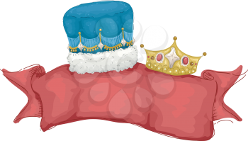 Illustration of a Banner Decorated with a Male and Female Crown