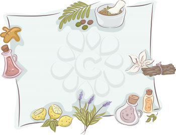 Frame Illustration Featuring Different Types of Herbal Plants