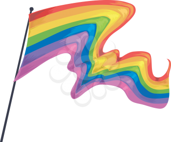 Illustration of a Pride Flag Fluttering in the Air