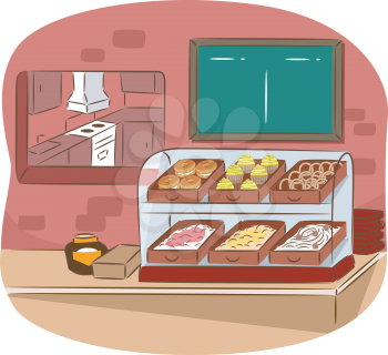 Illustration Featuring the Counter of a Cafeteria