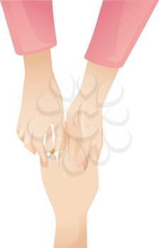 Illustration of a Lesbian Putting an Engagement Ring on Her Partner's Finger