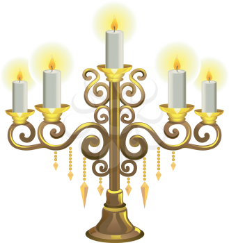 Illustration of a Golden Candelabra with Lit Candles