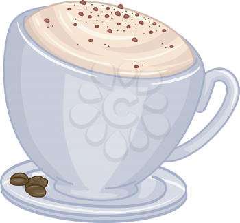 Illustration of a Cup of Cappuccino with Chocolate Toppings