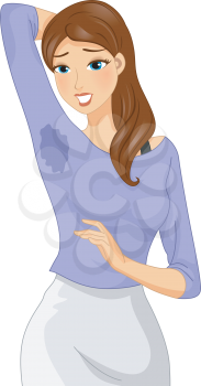 Illustration of a Girl Embarrassed Over Her Wet Underarm