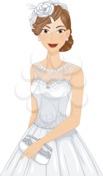 Illustration of a Lovely Bride Holding a Purse