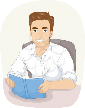 Illustration of a Man Reading a Book