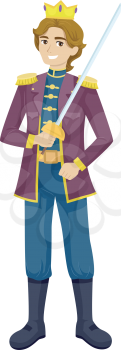 Illustration of a Teenage Boy Wearing a Prince Costume