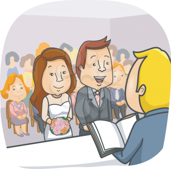 Illustration of a Couple Having a Civil Wedding
