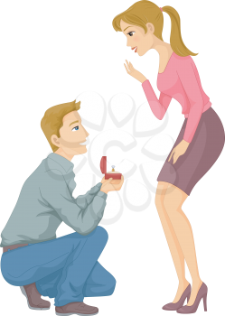 Illustration of a Man Proposing to His Girlfriend