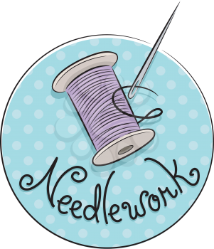 Icon Illustration of a Needle Attached to a Spool of Thread