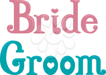 Typography Illustration Featuring the Words Bride and Groom