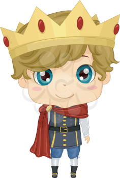 Illustration of a Boy Wearing a Prince Costume