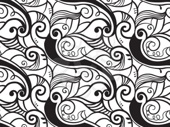 Black and White Illustration Featuring Vines Creating a Seamless Pattern