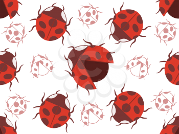 Seamless Background Illustration of Red Lady Bug