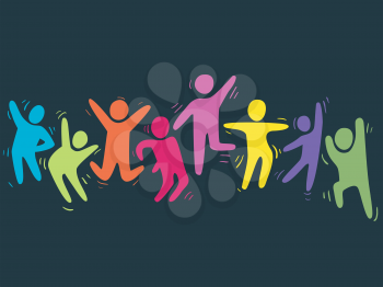Illustration of Dancing People In Festive Colors