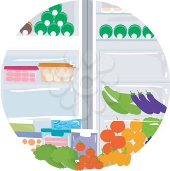 Illustration of Household Chores, Organizing Refrigerator