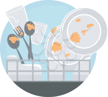 Illustration of Household Chores, Loading Dishwasher