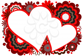 Royalty Free Clipart Image of Two Hearts With Flowers