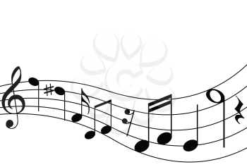 Royalty Free Clipart Image of a Staff Line With Notes