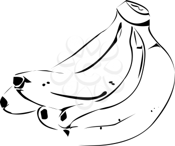 Royalty Free Clipart Image of a Sketched Bunch of Bananas