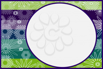 Royalty Free Clipart Image of a Framed Circle on a Flower Background