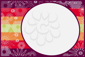 Royalty Free Clipart Image of a Framed Circle on a Flower Background