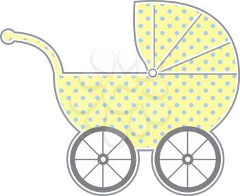 Royalty Free Clipart Image of a Yellow Spotted Baby Buggy