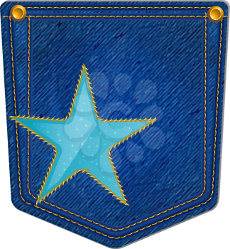 Royalty Free Clipart Image of a Denim Pocket With a Star