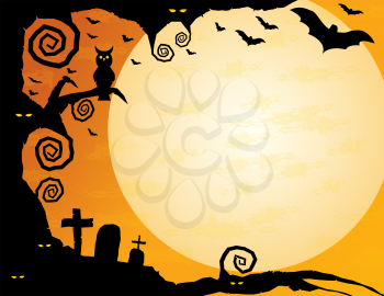 Royalty Free Clipart Image of a Spooky Graveyard Background