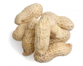 Handful of peanuts on a white background, isolated