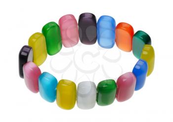 A bracelet made of multicolored polished stones, isolated