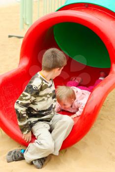 Royalty Free Photo of Two Children on a Playground