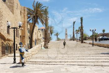 Royalty Free Photo of the Streets, Houses and Trees of Old Jaffa