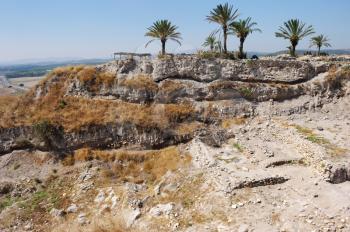 Royalty Free Photo of Remains of Settlements on the Hill Megiddo Mentioned in the Bible.
