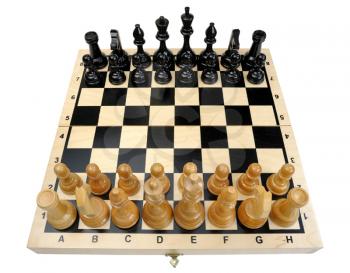 Chess board with pieces apart before the party