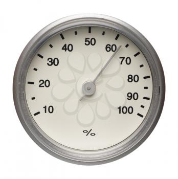 Dial of instrument for measuring humidity, isolated on a white background