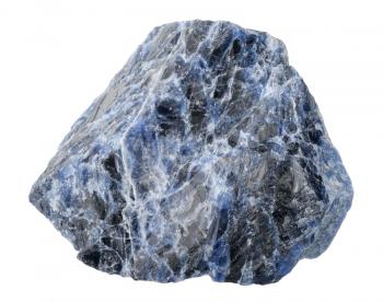 A splinter of sodalite, isolated on a white background