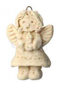 Figurine of an angel for a Christmas tree, isolated on a white background